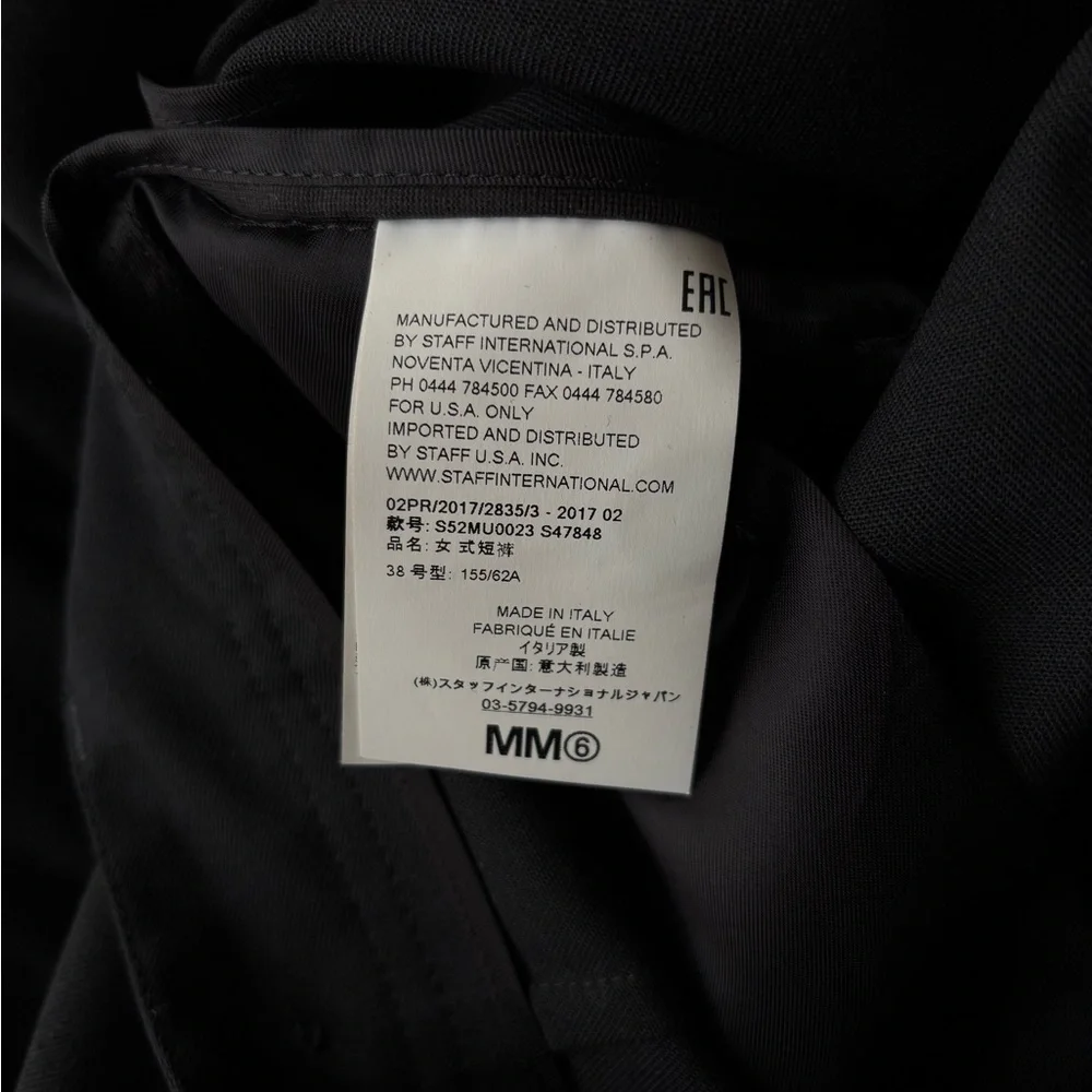 MM6 Maison Martin Margiela Black Short Suit Trousers Black Wide-Leg Culottes - Picture 11 of 14